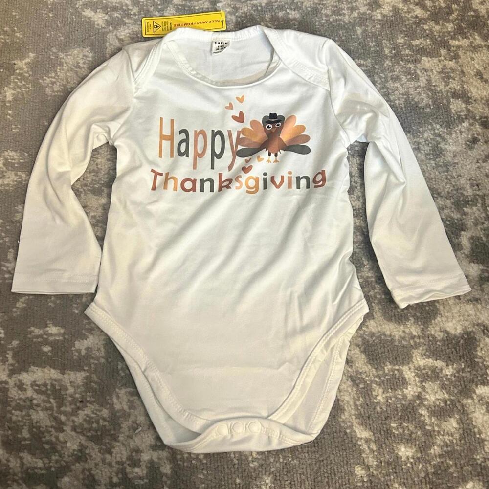 Toddler White Unisex Thanksgiving Onesie 19-24 Months (NWT)